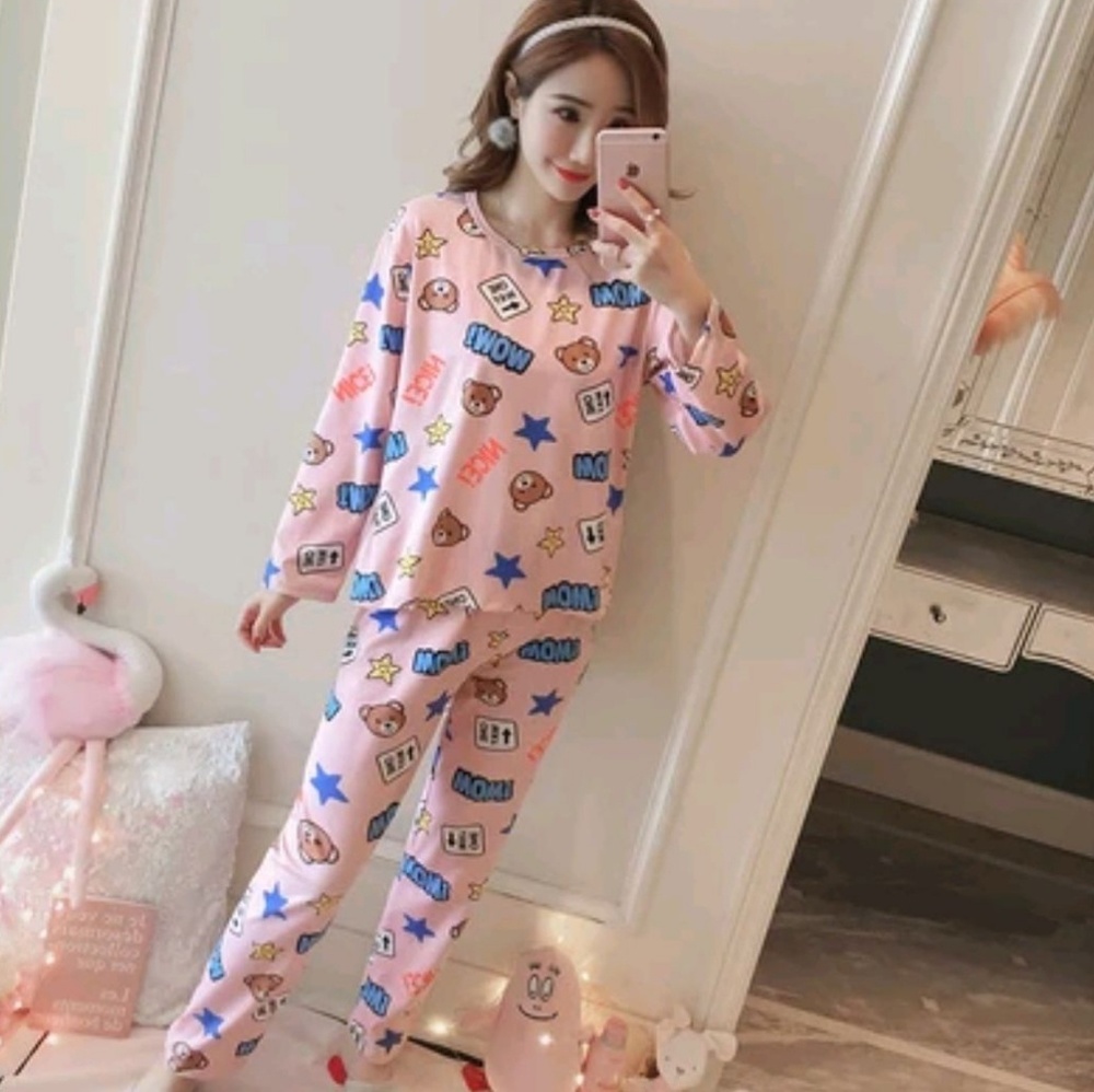 Cute Bear Long Sleeve Pajamas - Picture 1 of 8